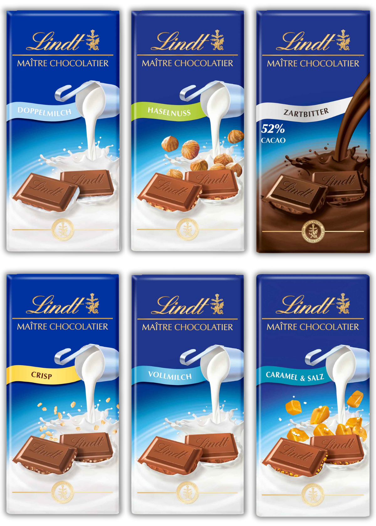 Lindt Maître Chocolatier Tafel, Verschiedene Sorten, 100g