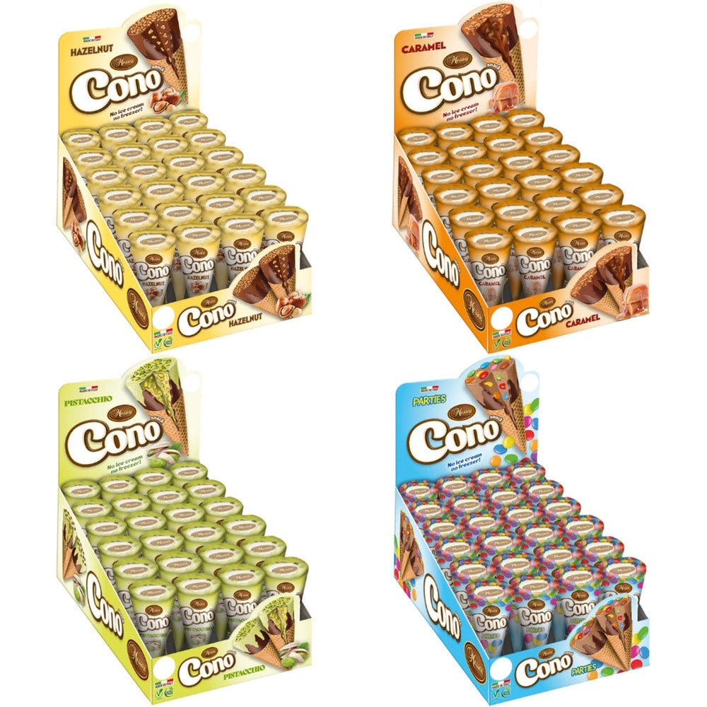 Cono Mini Waffelhörnchen Mix 24x25g Thekendisplay Cremefüllung