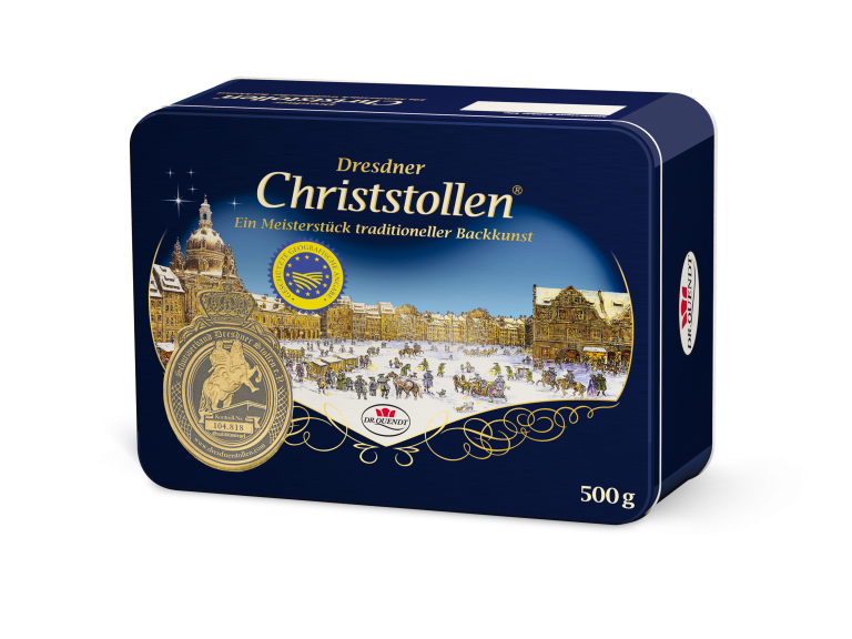 Dr. Quendt Dresdner Christstollen in blauer Metalldose 500 g