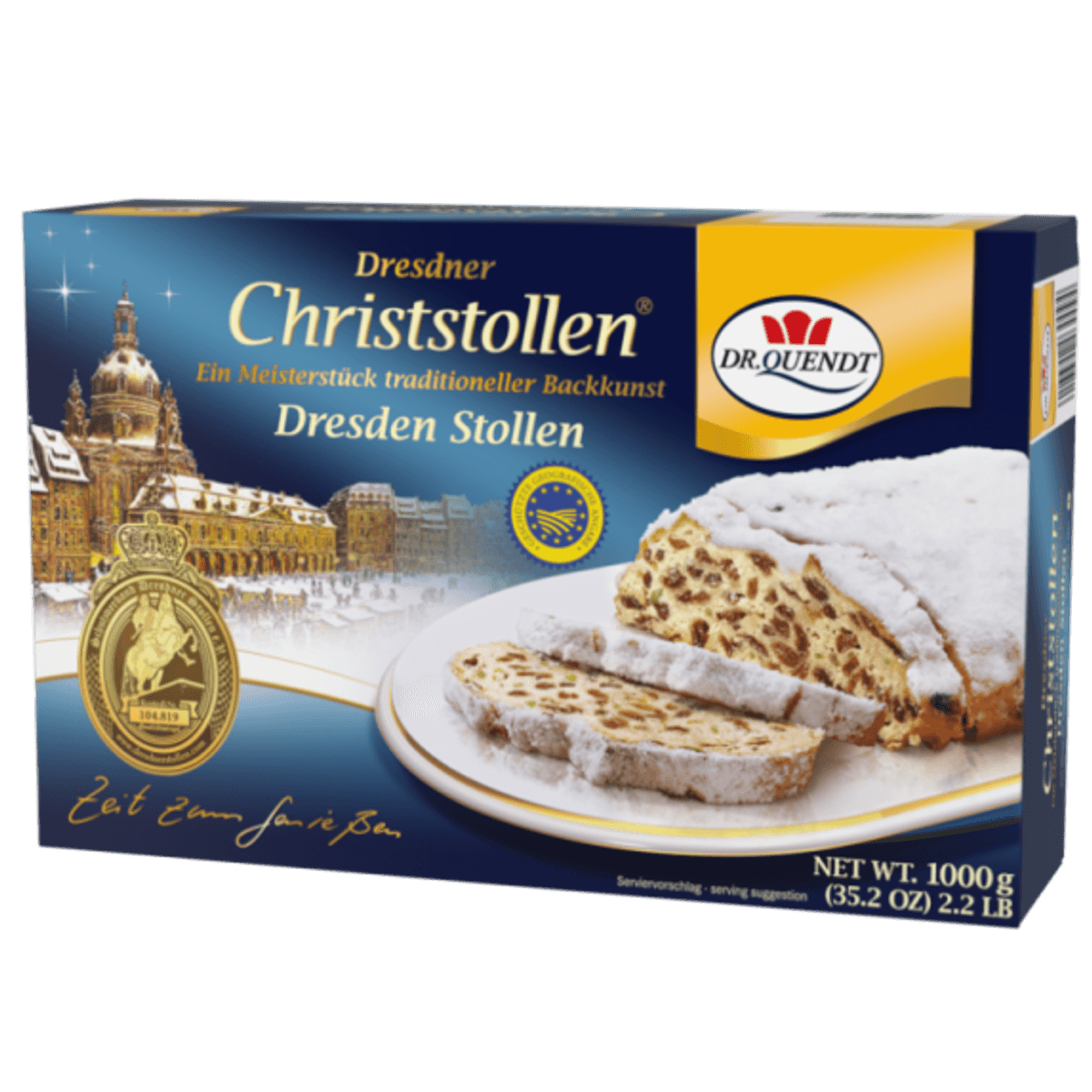 Dr. Quendt Dresdner Christstollen 1kg - Klassischer, fruchtiger Christstollen für festliche Anlässe und besondere Genussmomente 58c806-2