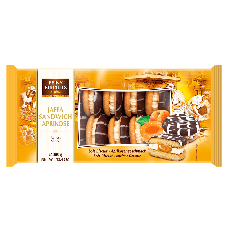 Feiny Biscuits Jaffa Sandwich Sahne-Aprikose 380g kakaofreie Schoko-Alternative
