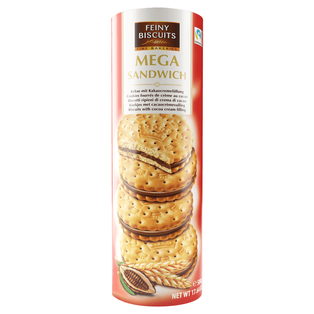 Feiny Biscuits Mega Sandwich Kekse mit Kakaocremefüllung 500g kakaofreie
