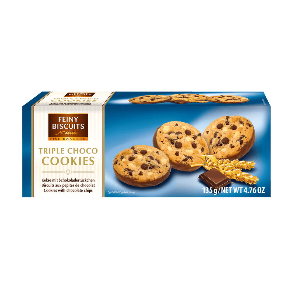 Feiny Biscuits Triple Choco Cookies Kekse mit Schokoladestückchen 135g