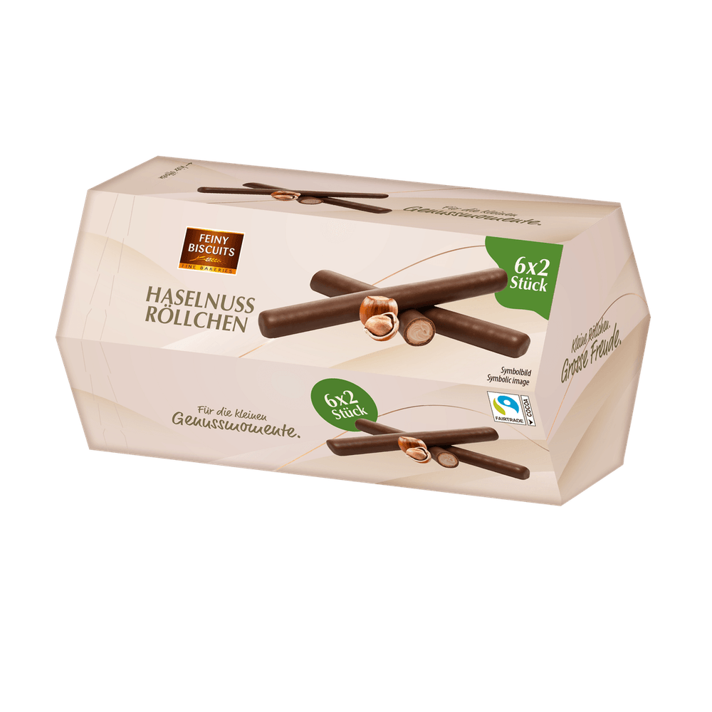 Feiny Biscuits Waffelröllchen Haselnuss 150g (6x25g) kakaofreie