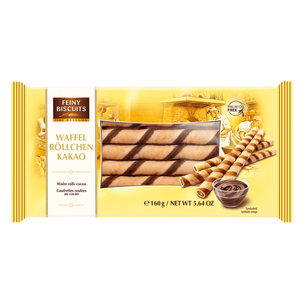 Feiny Biscuits Waffelröllchen Kakao 160g kakaofreie Schoko-Alternative