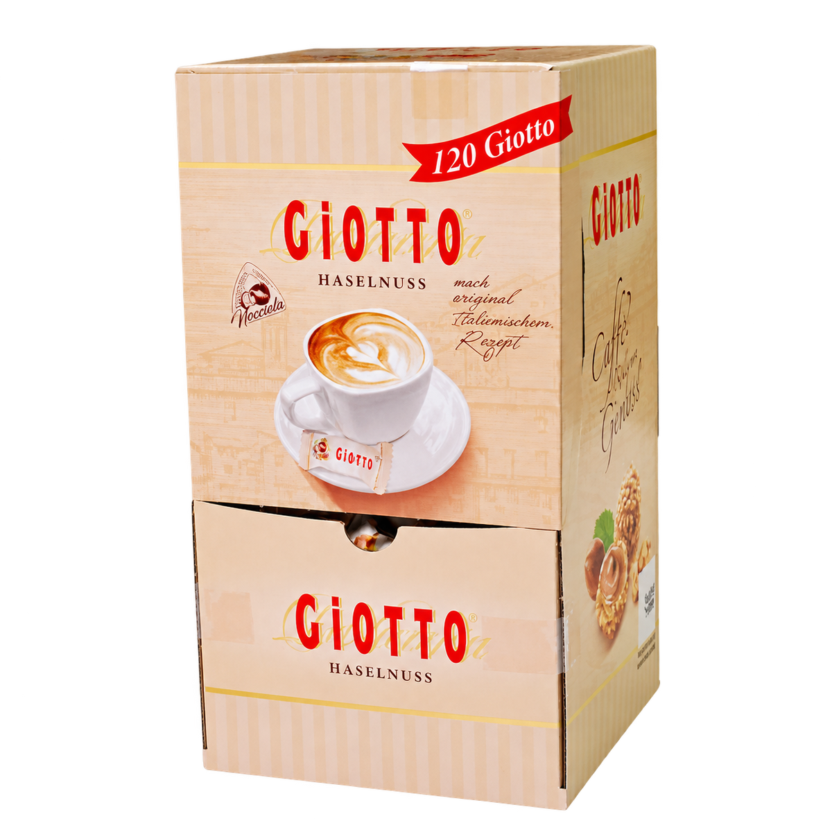 Ferrero Giotto Haselnuss 120 Stück im Spenderkarton 516 g – Produktverpackung