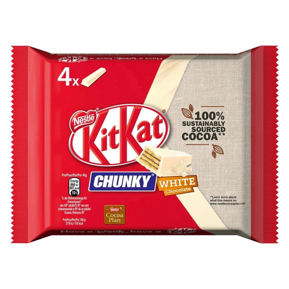 KitKat Chunky White Knusperwaffel Weiße Schokolade 4x40g