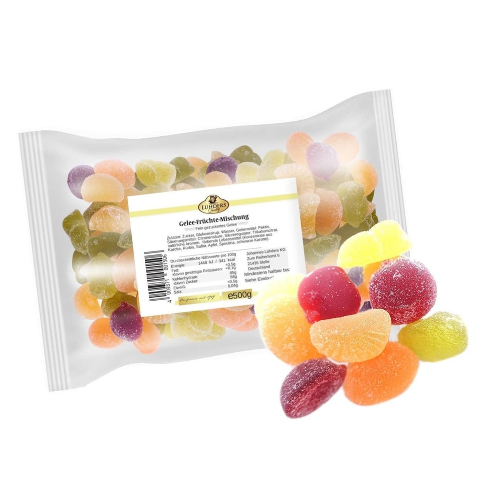 Lühders Fruchtgelee Gelee Früchte Mix vegan 500 g Vorratspackung