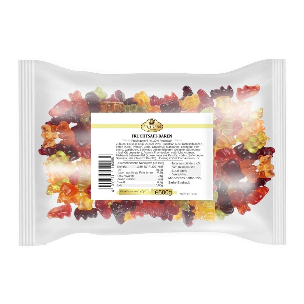 Lühders Fruchtsaftbärchen Fruchtgummi 20 Prozent Saft 500g