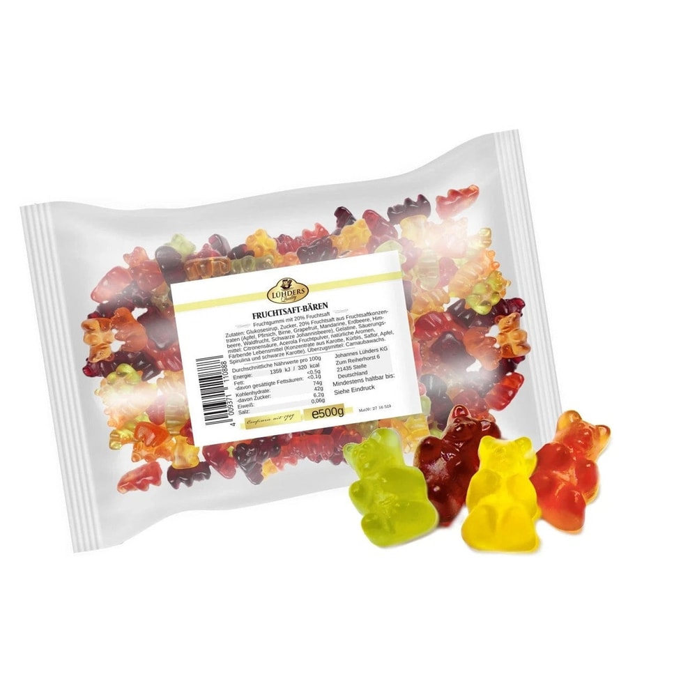 Lühders Fruchtsaftbärchen Fruchtgummi 20 Prozent Saft 500g