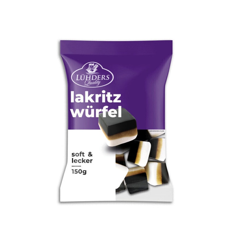 Lühders Lakritz Würfel mit Schaum 150g