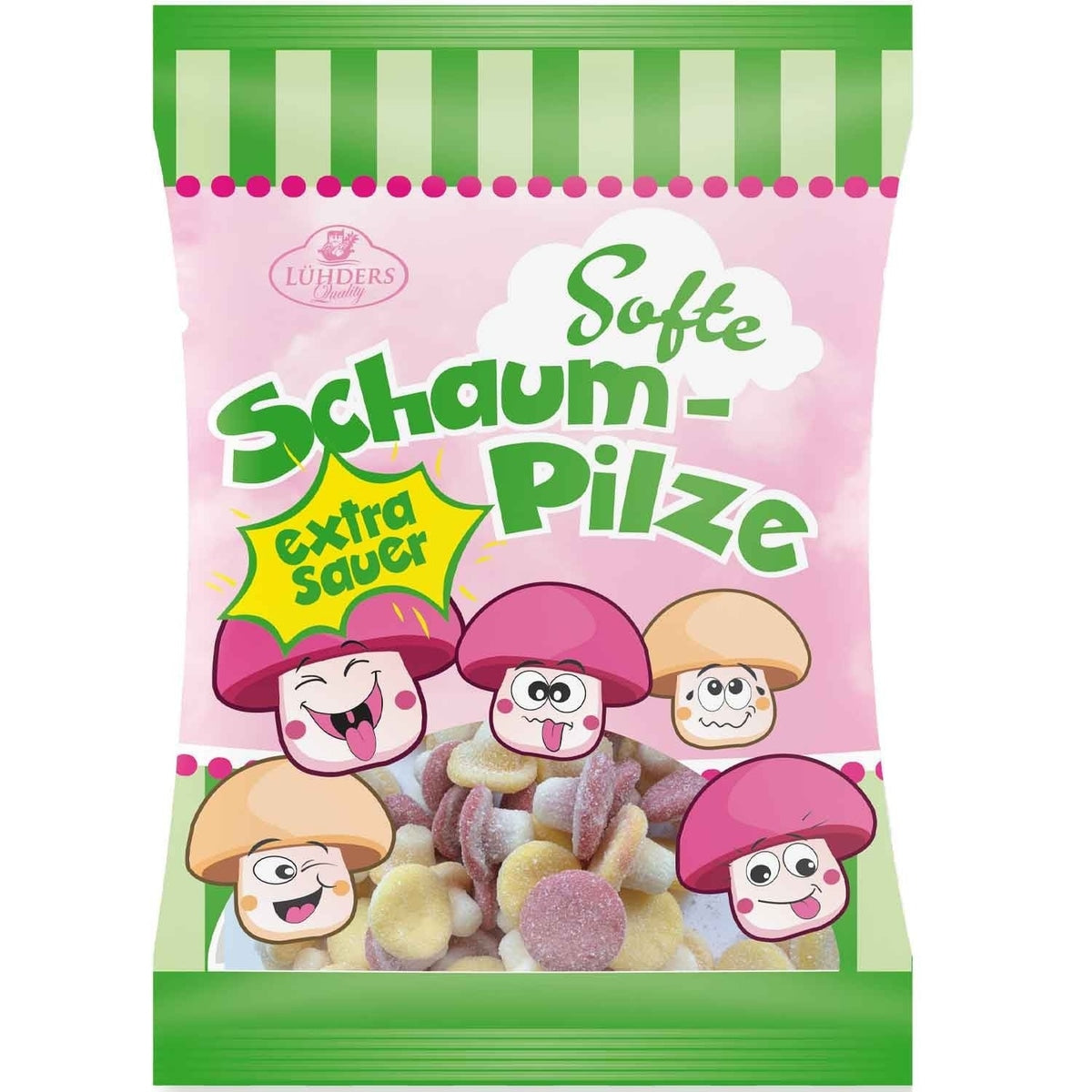 Lühders Schaumpilze extra sauer Fruchtgummi Apfel 100g 58c806-2