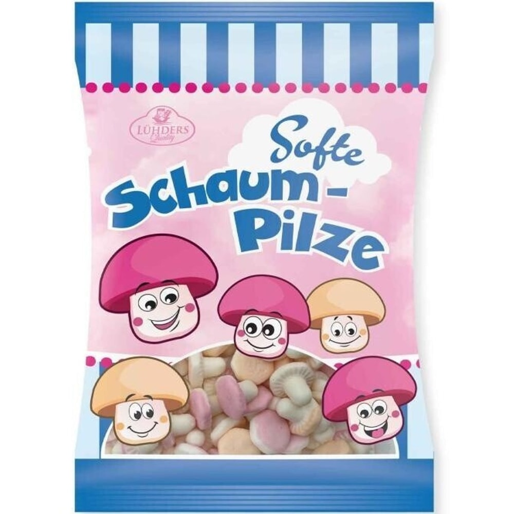Lühders Schaumpilze Fruchtgummi Apfel weich 100g