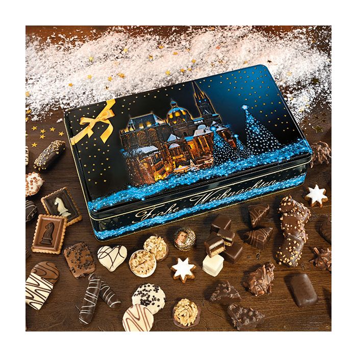 Lambertz Aachener Vielfalt 785 g Geschenk-Truhe mit Aachener Dom-Motiv
