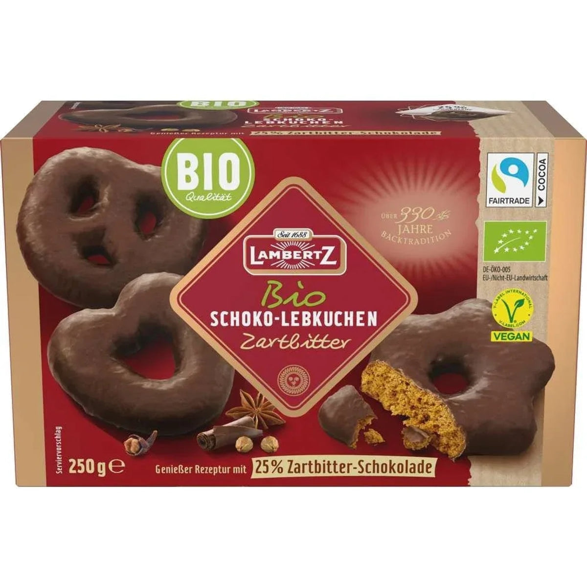 Lambertz Bio Lebkuchen Herzen Sterne Brezeln Zartbitter 250g vegan 58c806-2