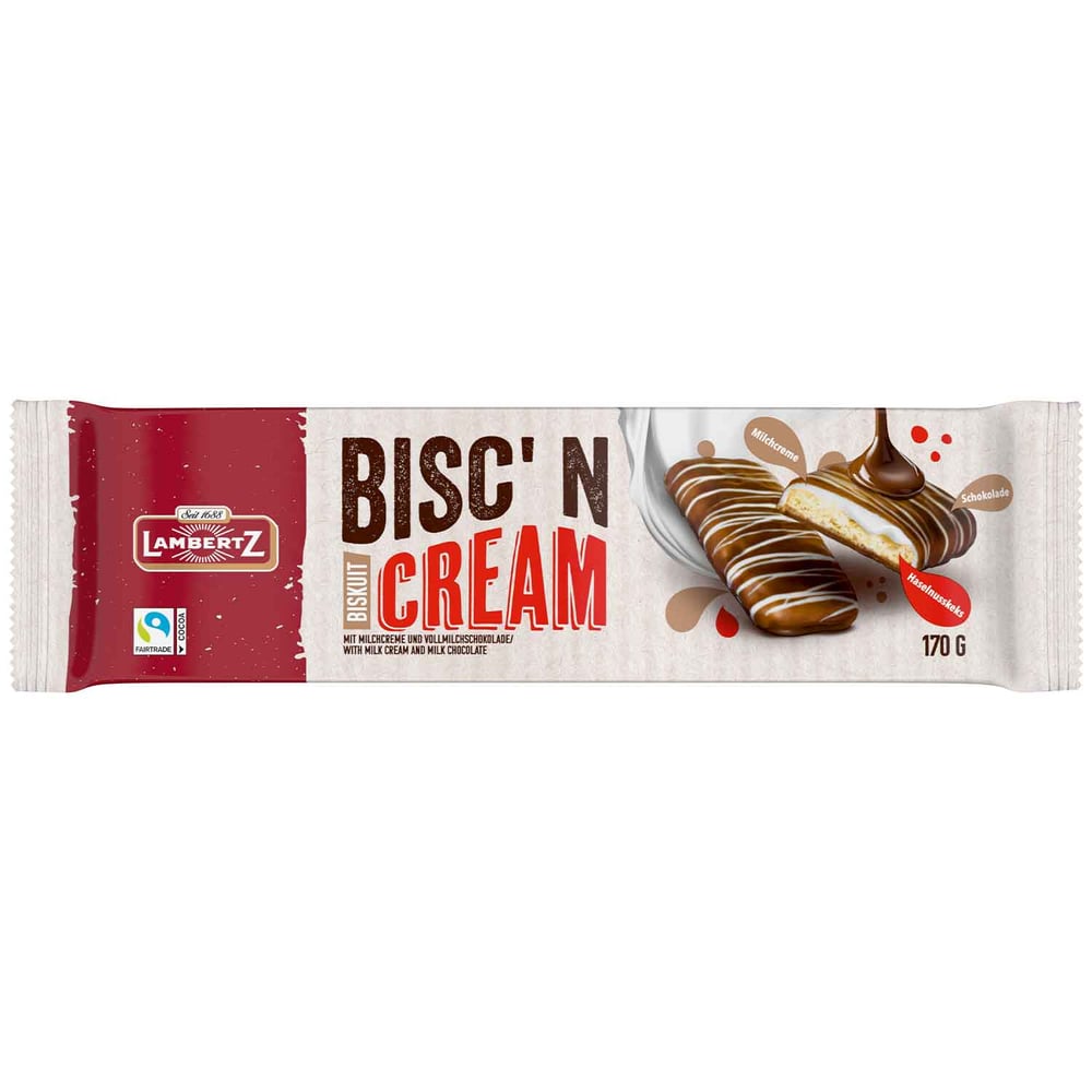 Lambertz Bisc'n Gebäck Cream, Milchcreme Haselnus 170g