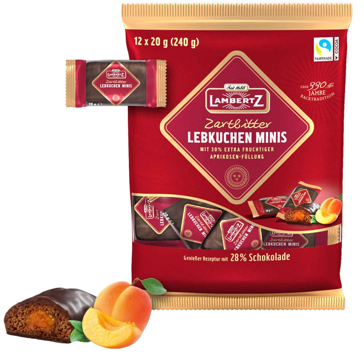 Lambertz Lebkuchen-Minis Zartbitter mit Aprikosenfüllung 240 g