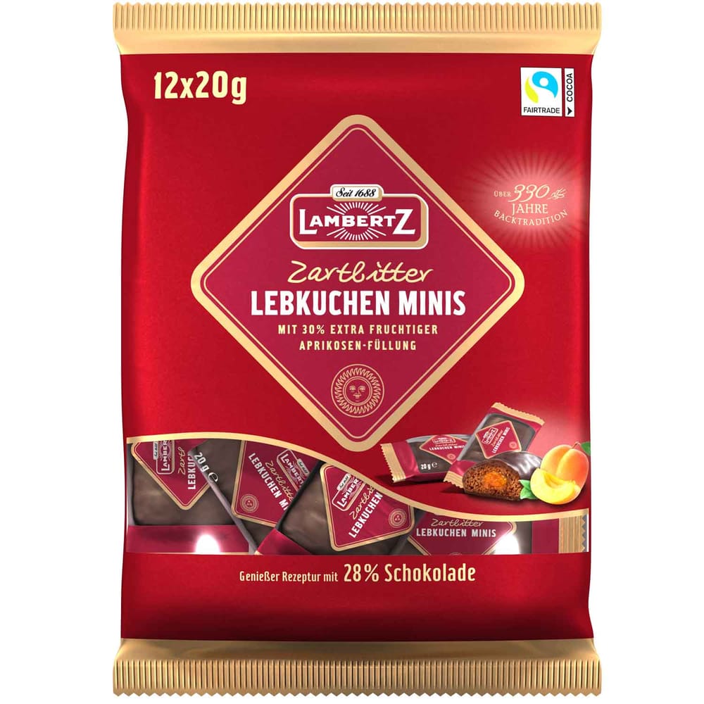 Lambertz Lebkuchen-Minis Zartbitter mit Aprikosenfüllung 240 g