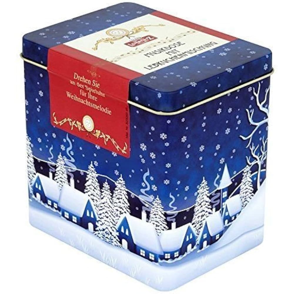 Lambertz Spieluhrdose mit Lebkuchenmischung Dunkel Blau 200g