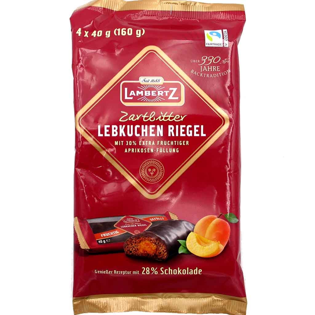 Lambertz Lebkuchen-Riegel Zartbitter mit Aprikosenfüllung 160 g - Originalverpackung
