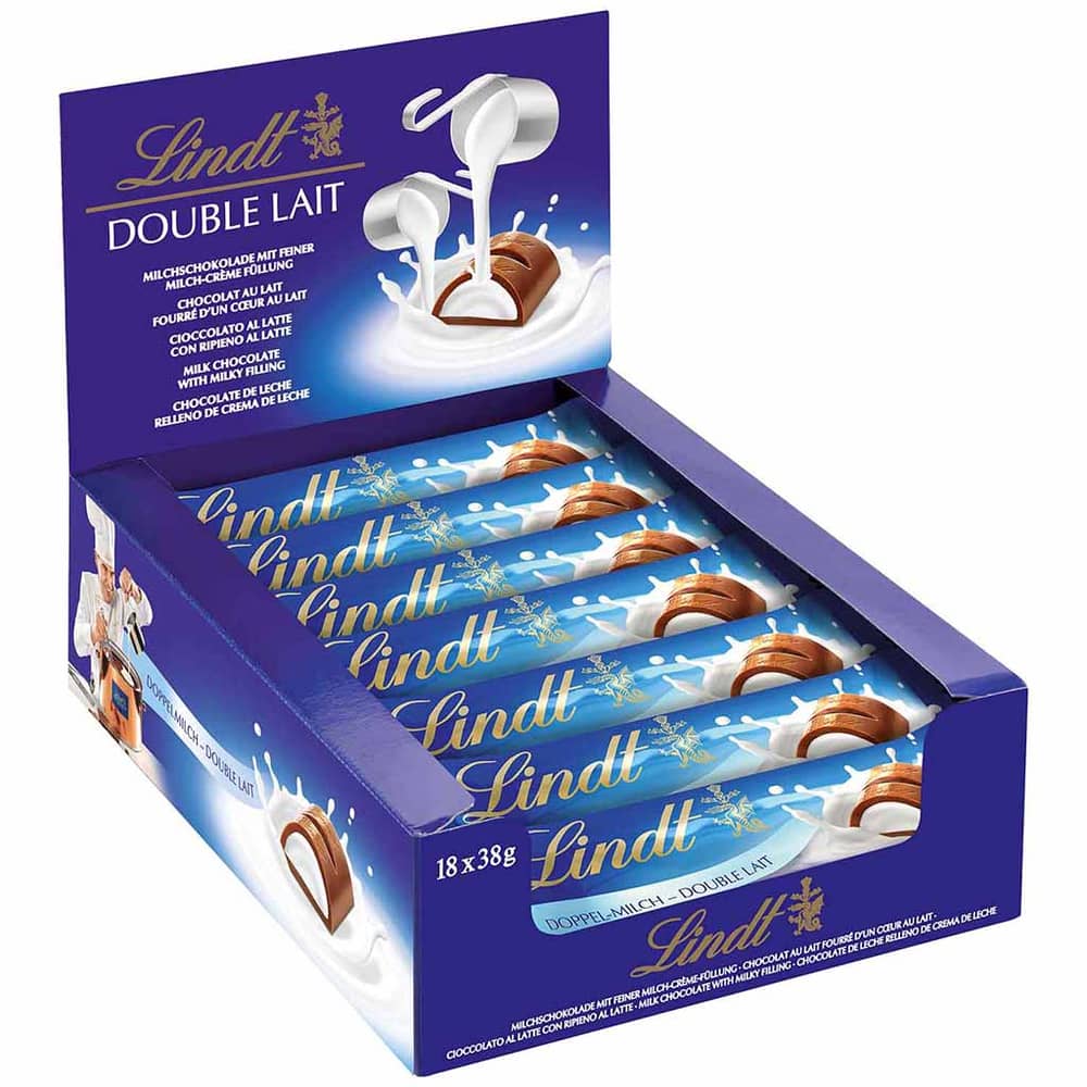 Lindt Doppelmilch Riegel 18x38g | Vollmilch | 684g Großpackung