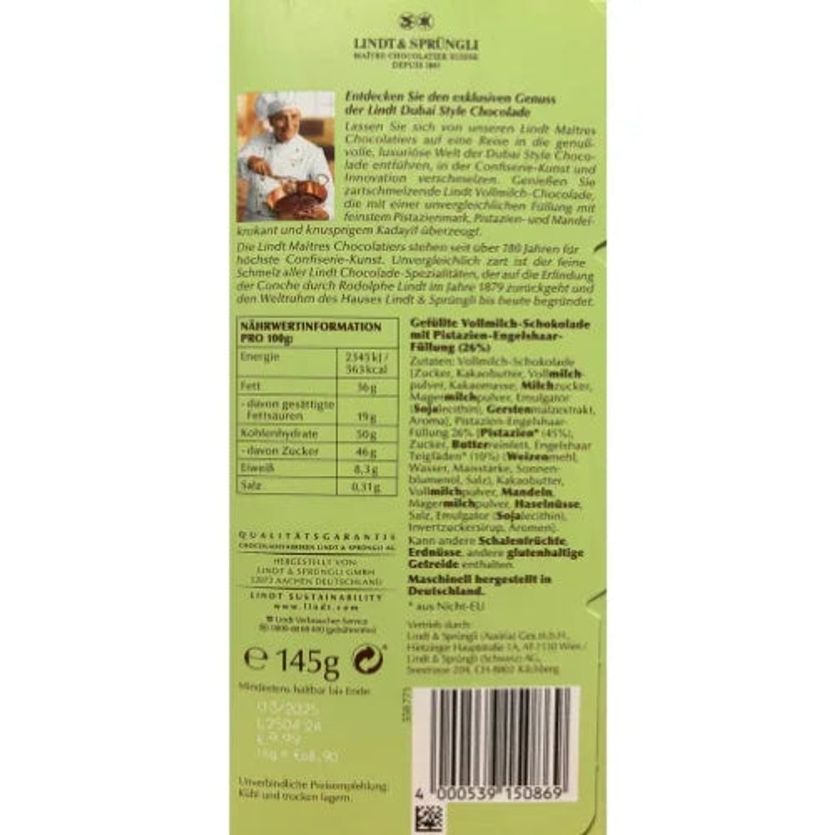 Lindt Dubai Style Chocolade - Neue Rezeptur - *STRENG LIMITIERT* 145g 58c806-2