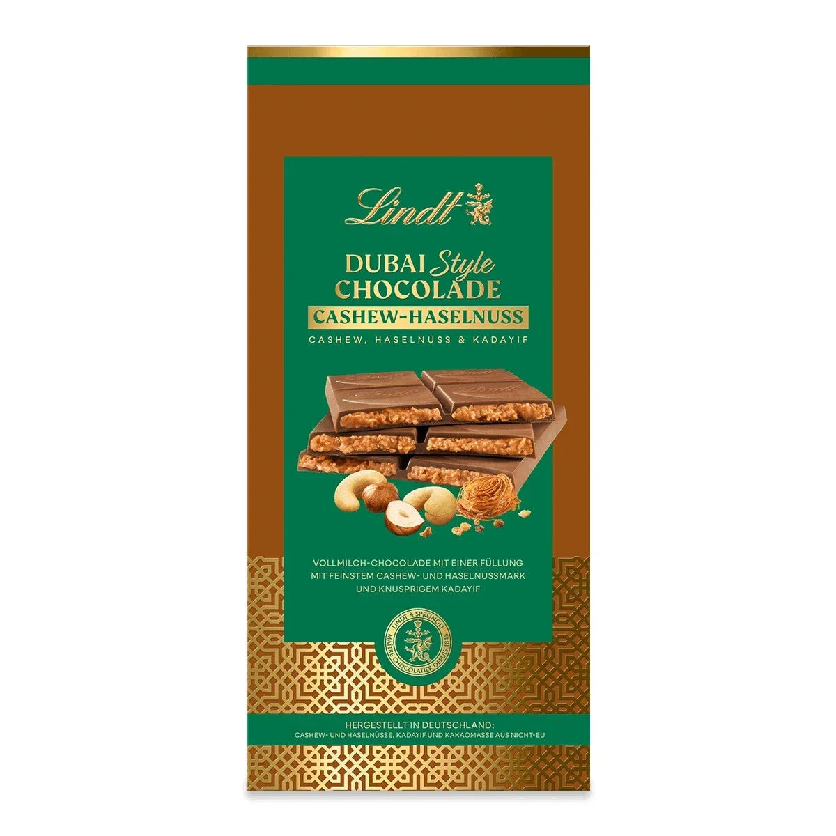 Lindt Dubai Style Vollmilch Schokolade Cashew Haselnuss 150g Tafel 58c806-2