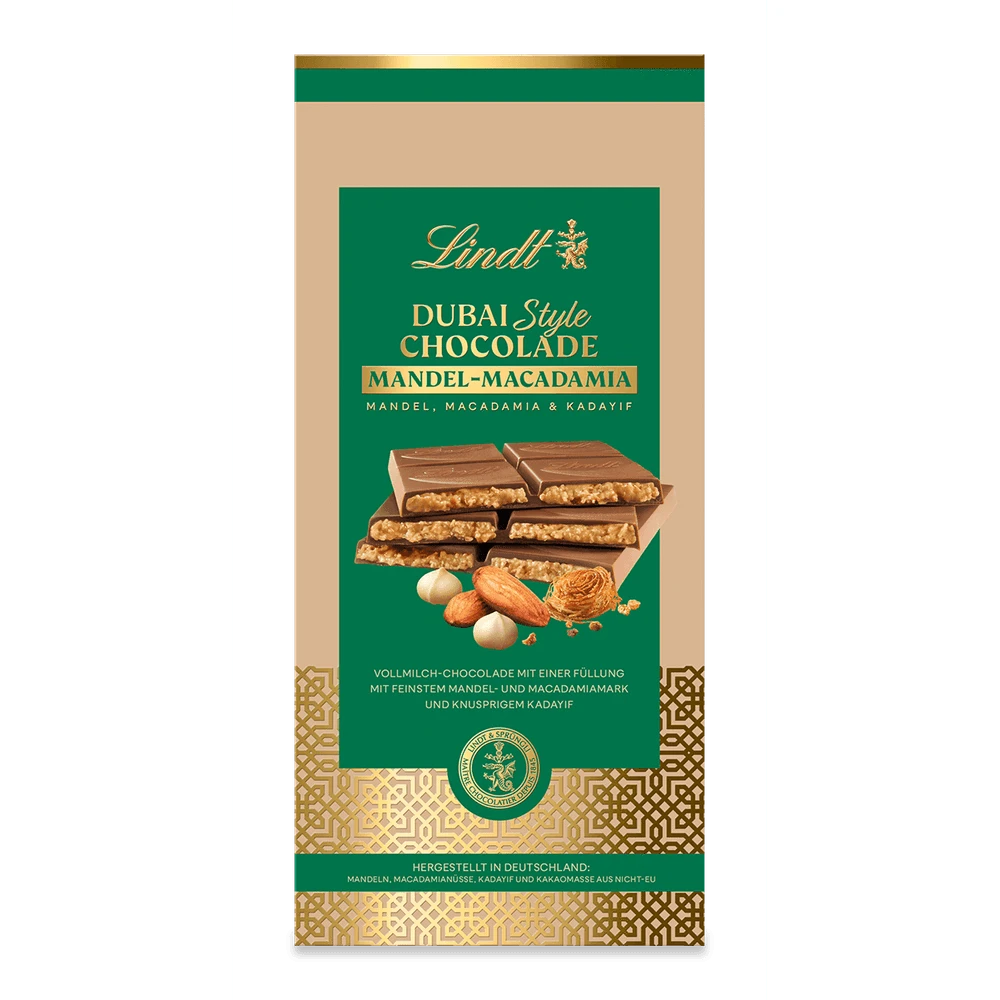 Lindt Dubai Style Vollmilch Schokolade Mandel Macadamia 150g Tafel