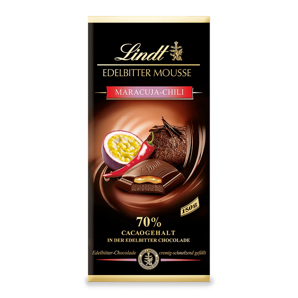 Lindt Edelbitter Mousse Maracuja-Chili Tafel 150g