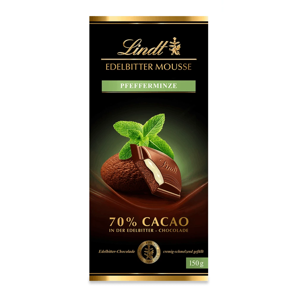 Lindt Edelbitter Mousse Minze, Schokolade, 150g Tafel