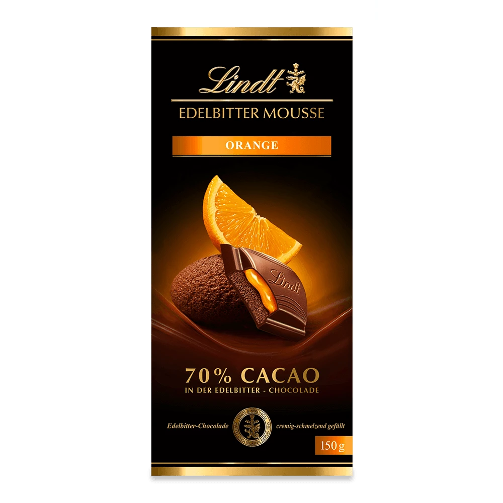 Lindt Edelbitter Mousse Orange, Schokolade, 150g Tafel