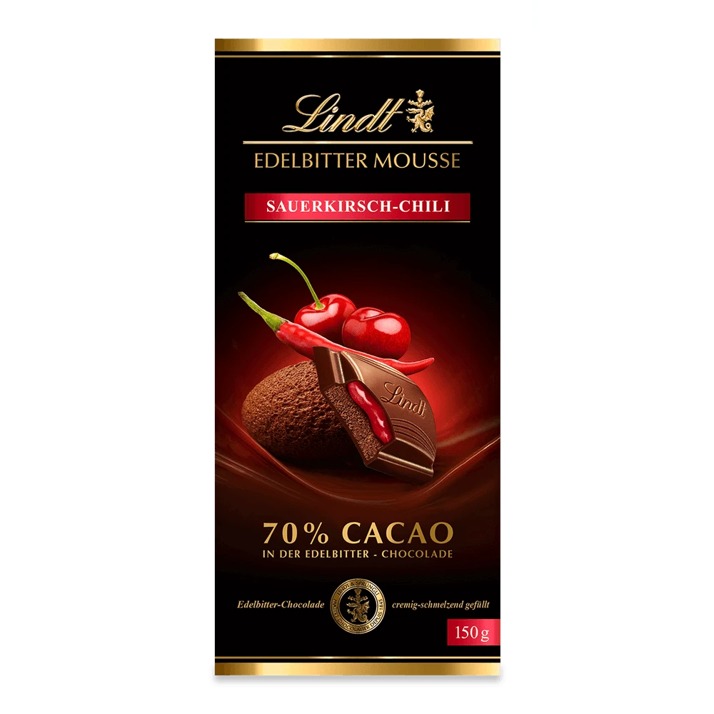 Lindt Edelbitter Mousse Schokolade - Sauerkirsch Chili - 150g