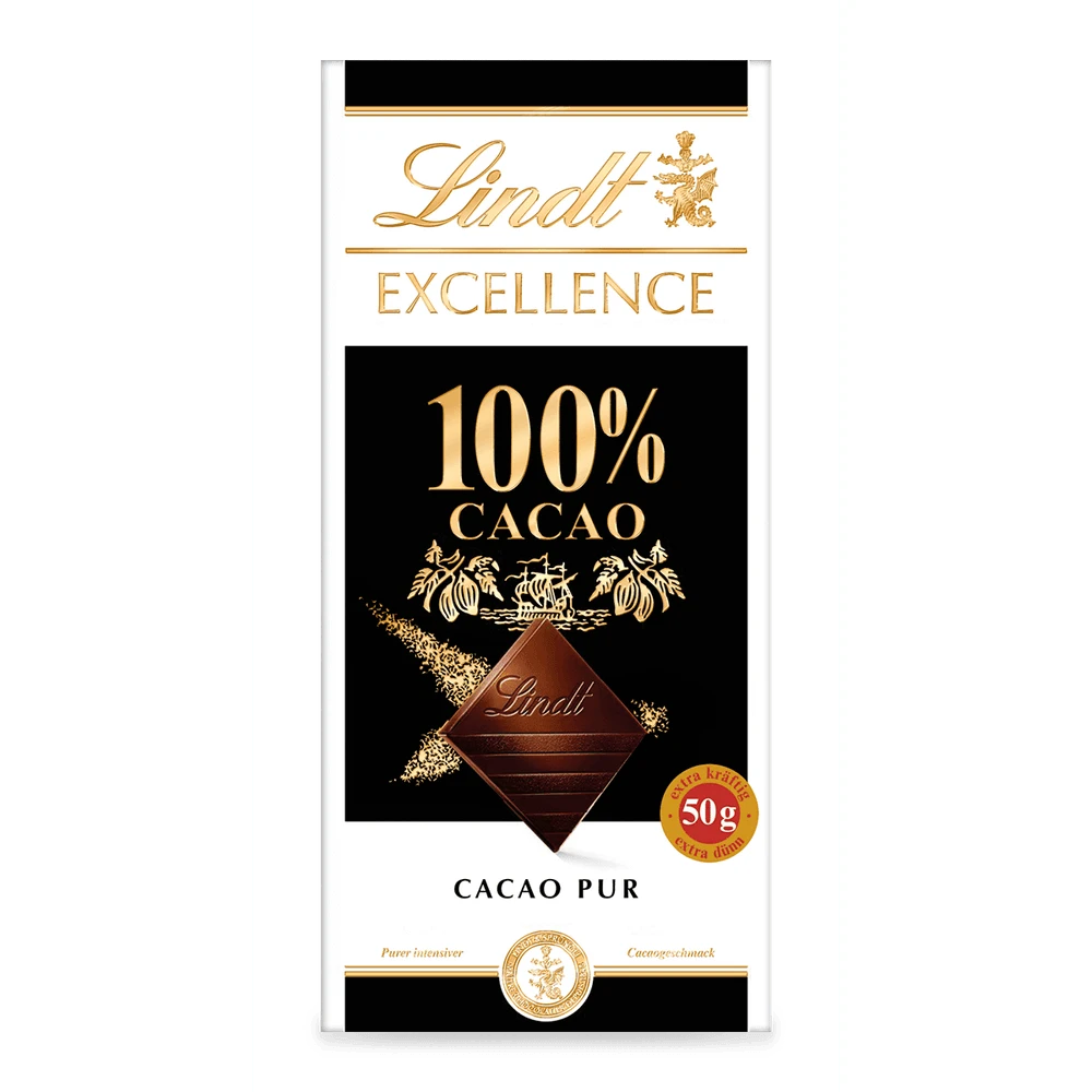 Lindt Excellence 100 Prozent Kakao Schokoladentafel Cacao pur 50g