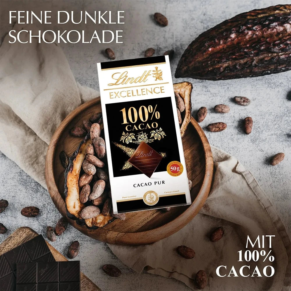 Lindt Excellence 100 Prozent Kakao Schokoladentafel Cacao pur 50g