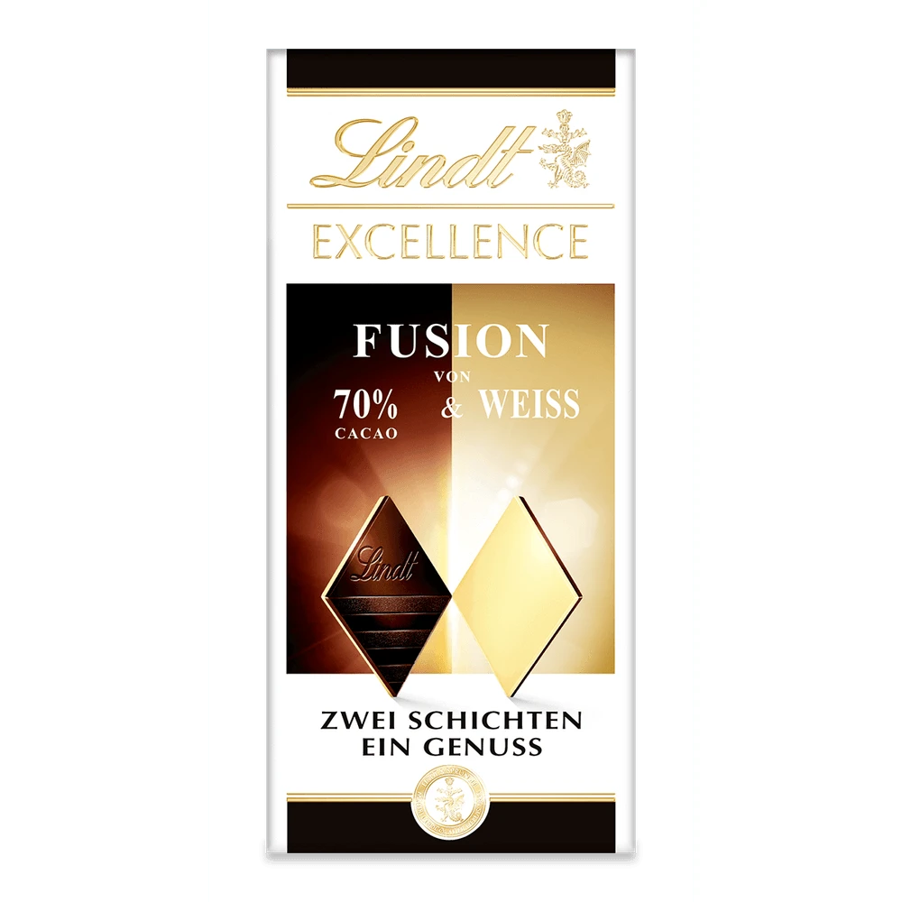 Lindt Excellence Fusion 70% Kakao & Weiße Schokolade | Zwei Schichten 100g