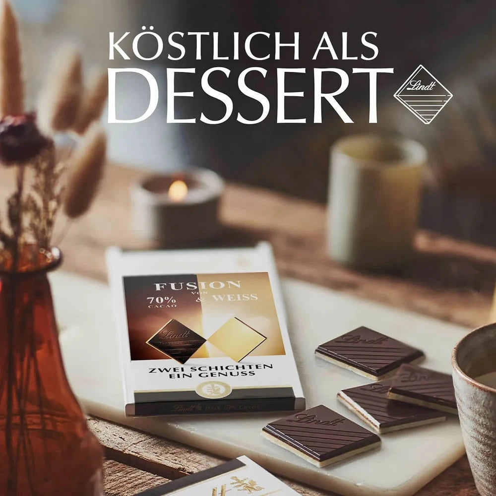 Lindt Excellence Fusion 70% Kakao & Weiße Schokolade | Zwei Schichten 100g