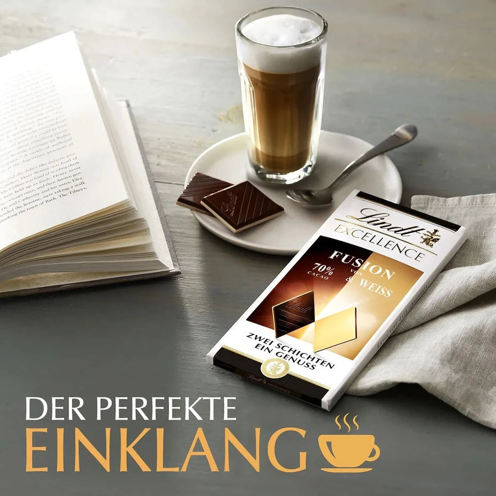 Lindt Excellence Fusion 70% Kakao & Weiße Schokolade | Zwei Schichten 100g