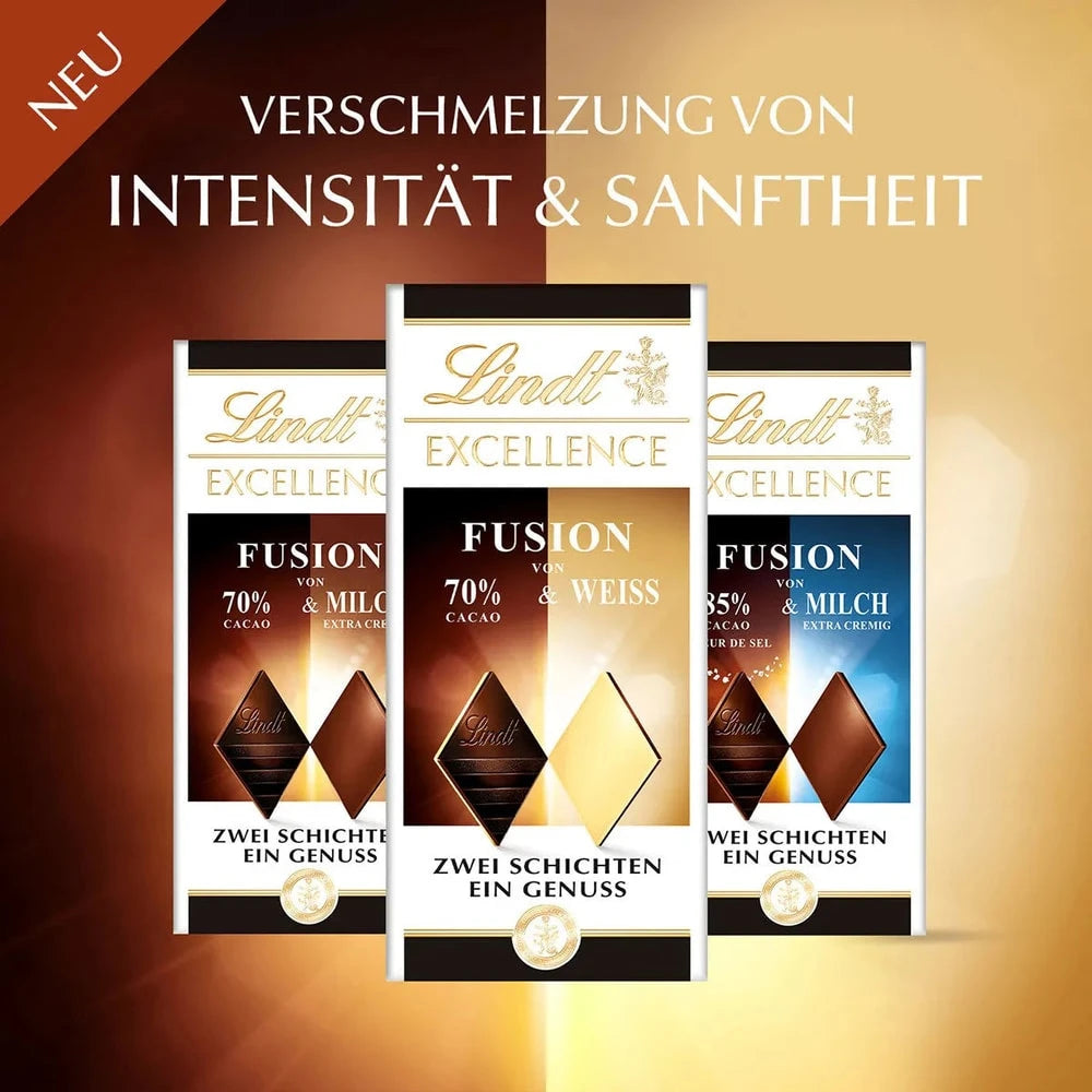 Lindt Excellence Fusion 70% Kakao & Weiße Schokolade | Zwei Schichten 100g