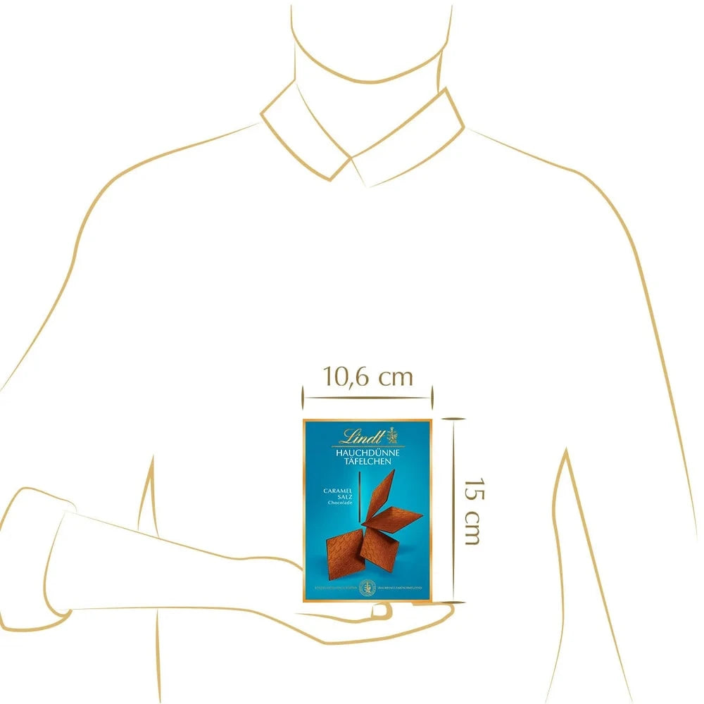 Lindt Hauchdünne Täfelchen Caramel&Salz | 125g Schachtel | Vollmilch Schokolade