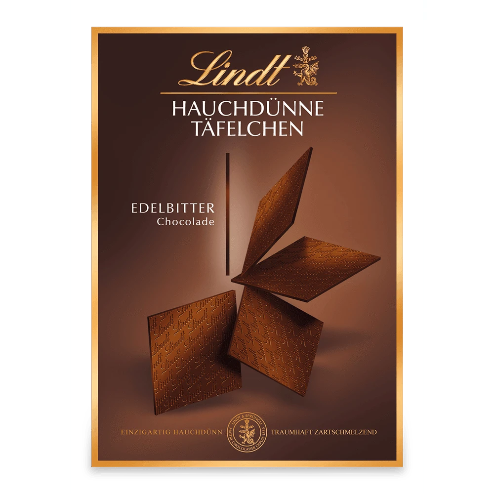 Lindt Hauchdünne Täfelchen Edelbitter | Edelbitterschokolade | Schachtel 125g