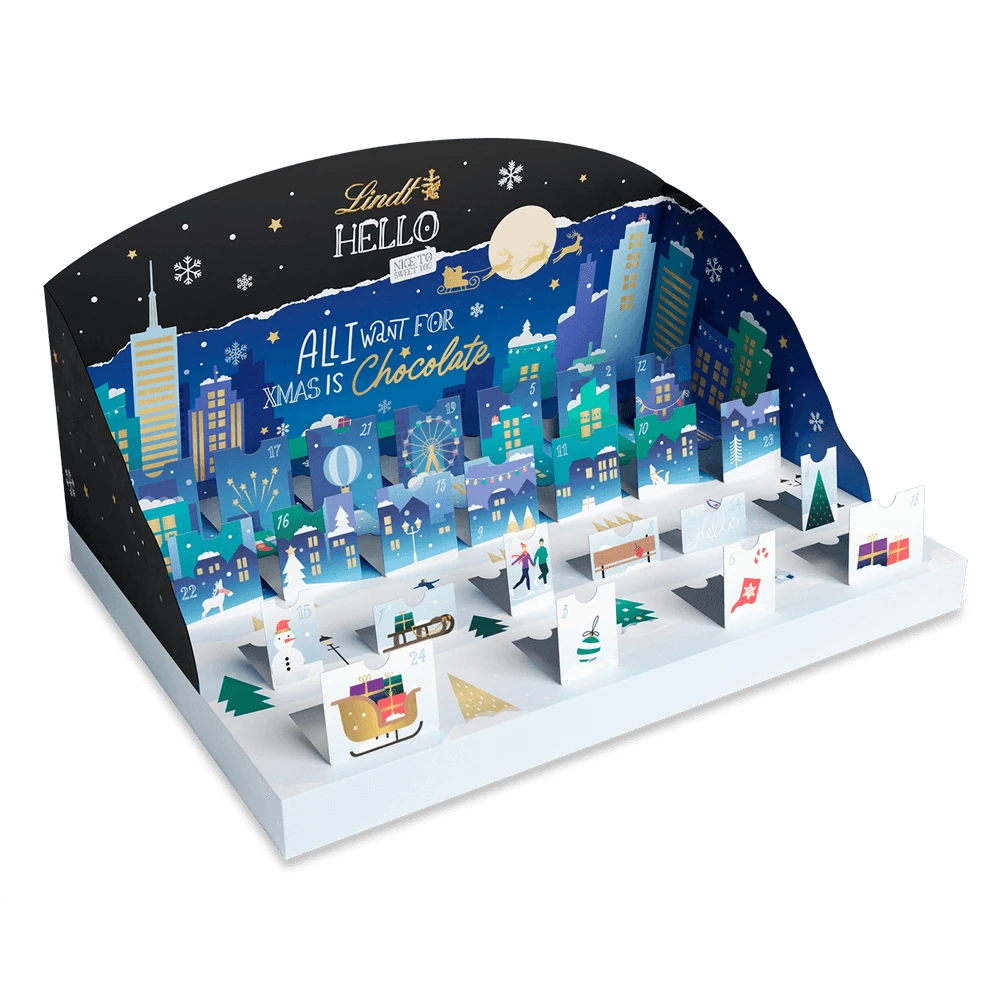 Lindt HELLO Adventskalender Pop Up 243 g
