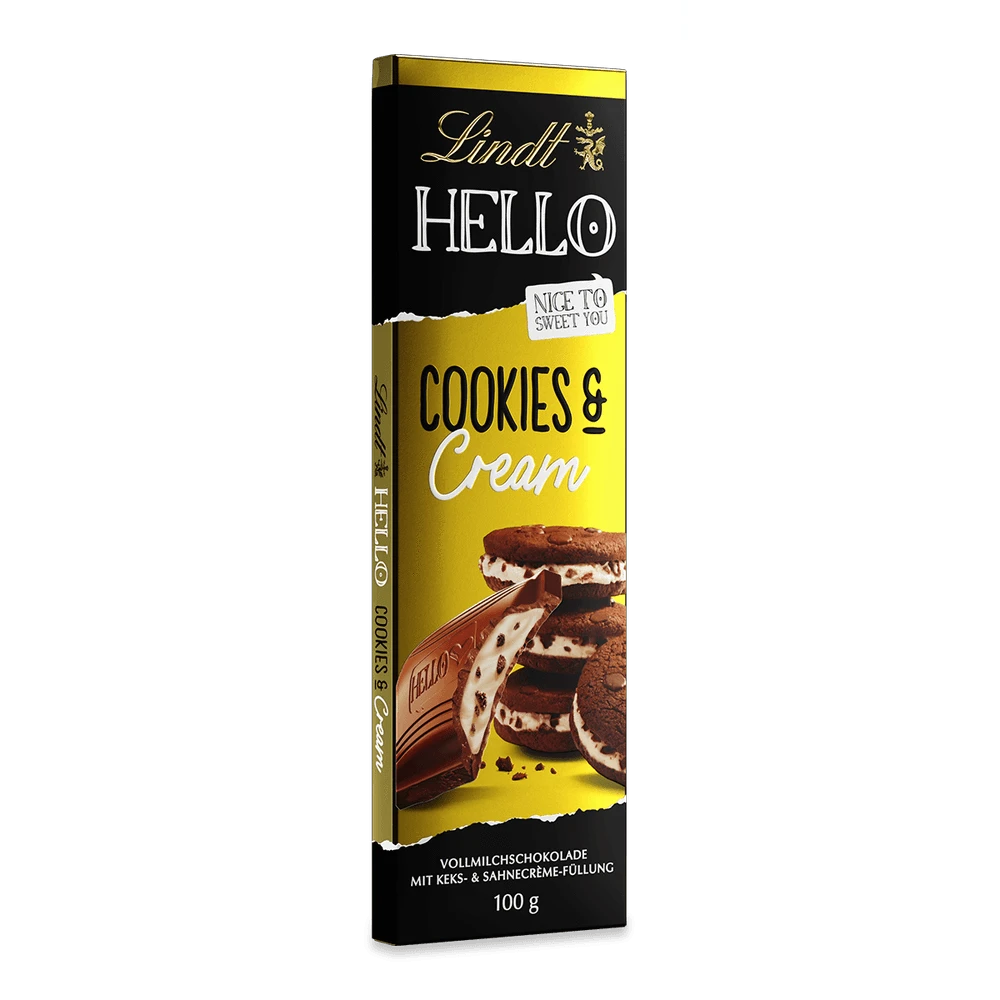 Lindt Hello Cookies & Cream, Schokolade, 100g Tafel