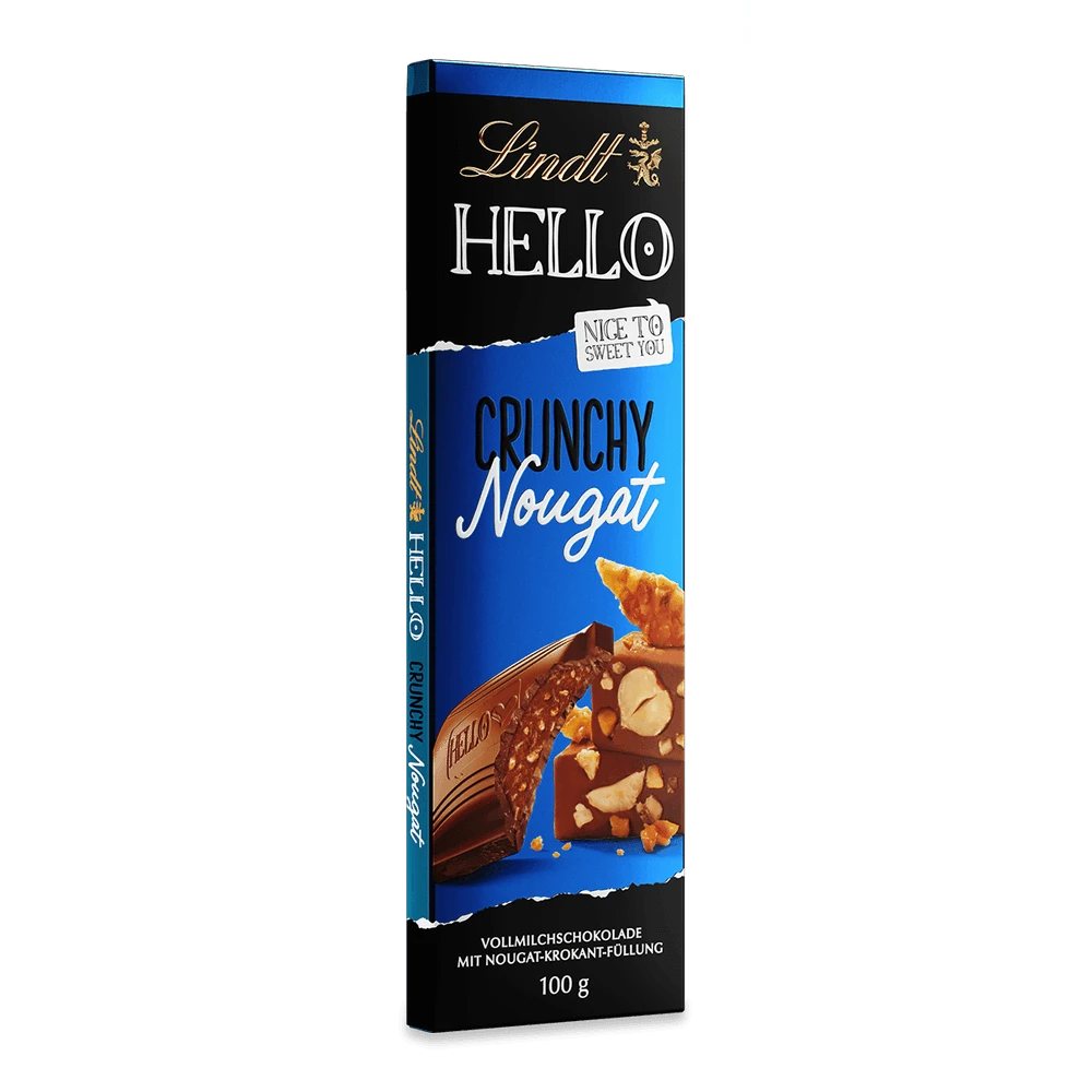 Lindt Hello Crunchy Nougat - Schokolade Nugat - 100 Gramm