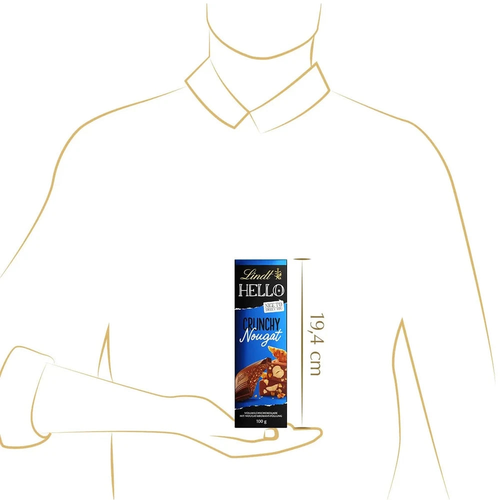 Lindt Hello Crunchy Nougat - Schokolade Nugat - 100 Gramm