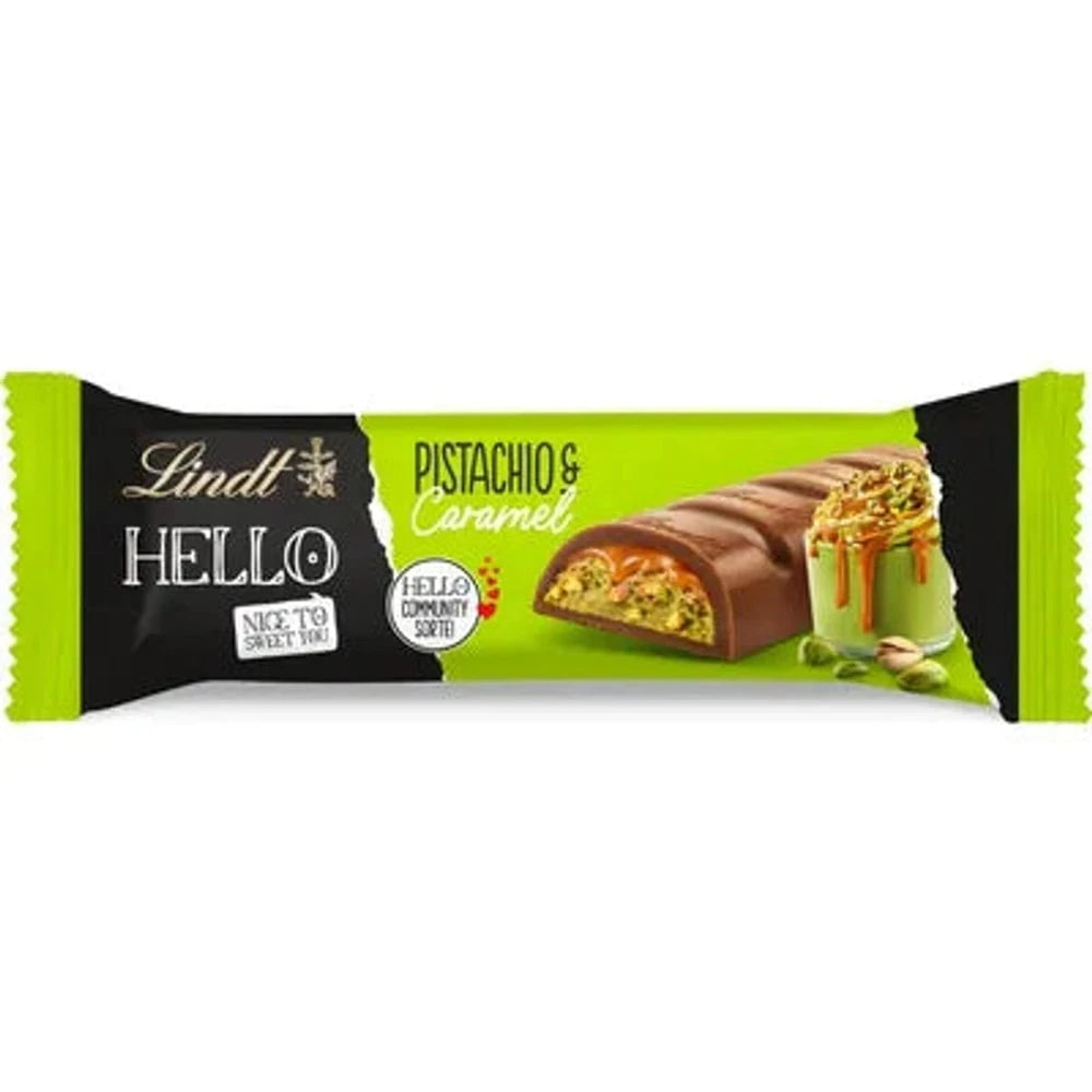 Lindt HELLO Pistachio & Caramel Riegel 40 g
