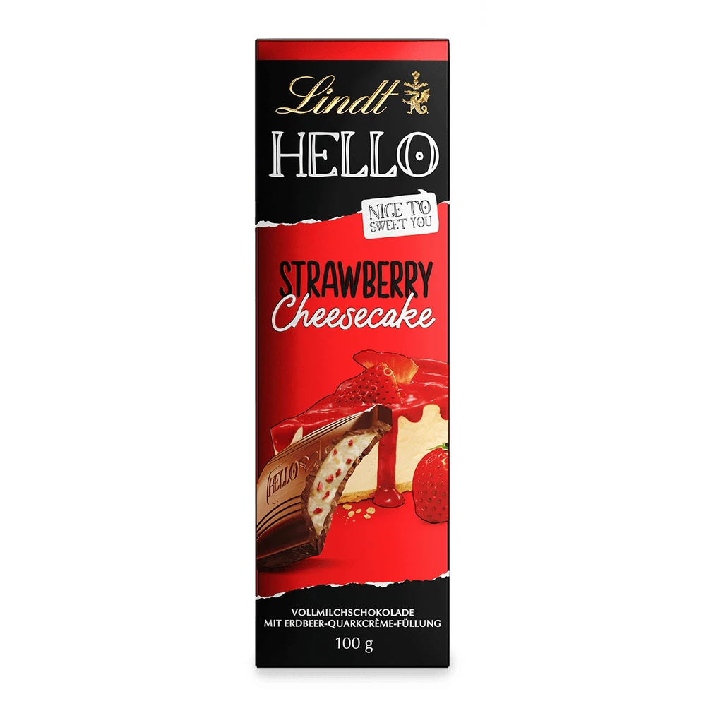 Lindt Hello Strawberry Cheesecake - Schokolade Erdbeere Käsekuchen - 100g
