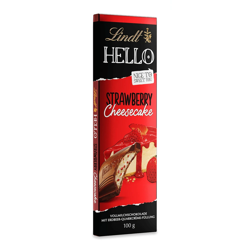 Lindt Hello Strawberry Cheesecake - Schokolade Erdbeere Käsekuchen - 100g