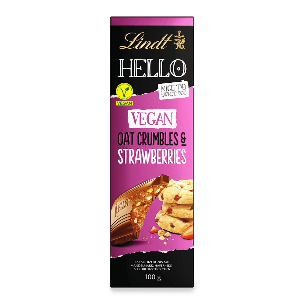 Lindt HELLO Vegan Oat Crumbles & Strawberries 100 g