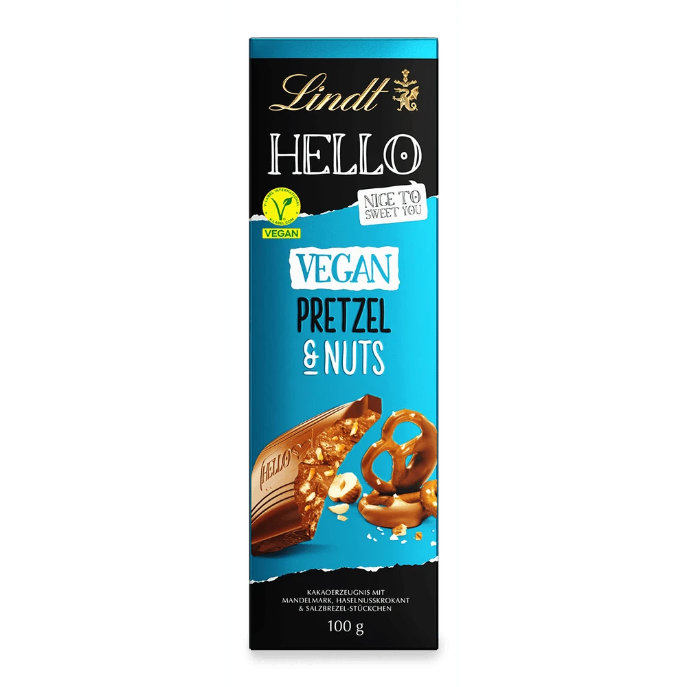 Lindt HELLO Vegan Pretzel & Nuts Vegane Schokolade mit Haferdrink 100g