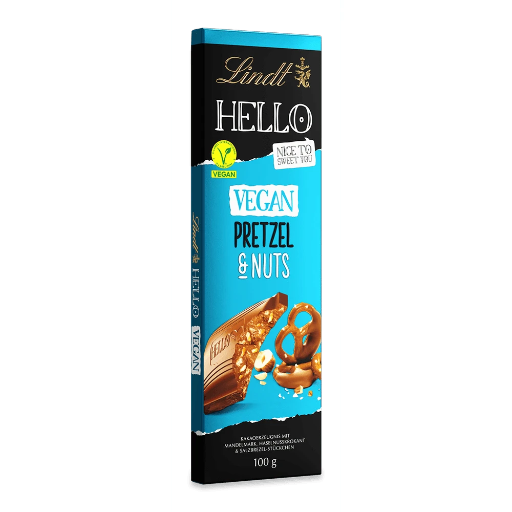 Lindt HELLO Vegan Pretzel & Nuts Vegane Schokolade mit Haferdrink 100g